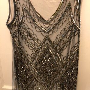 Silver 20's Flapper Style Dress Mid-Length
